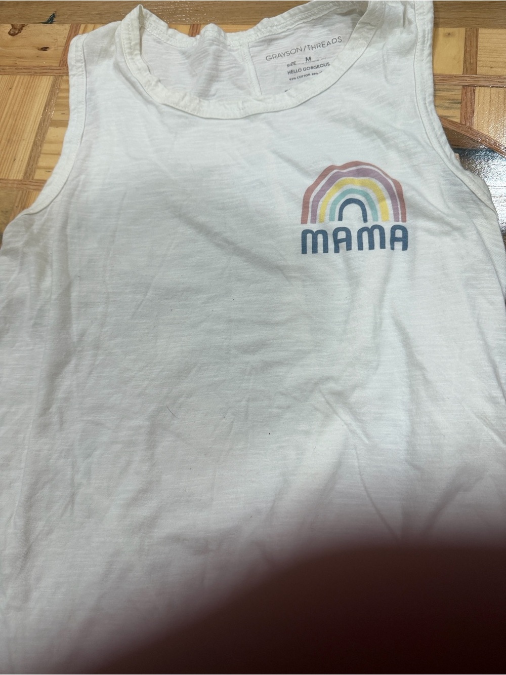 Grayson Threads White Tank Top with Pastel Rainbow "MAMA" Print